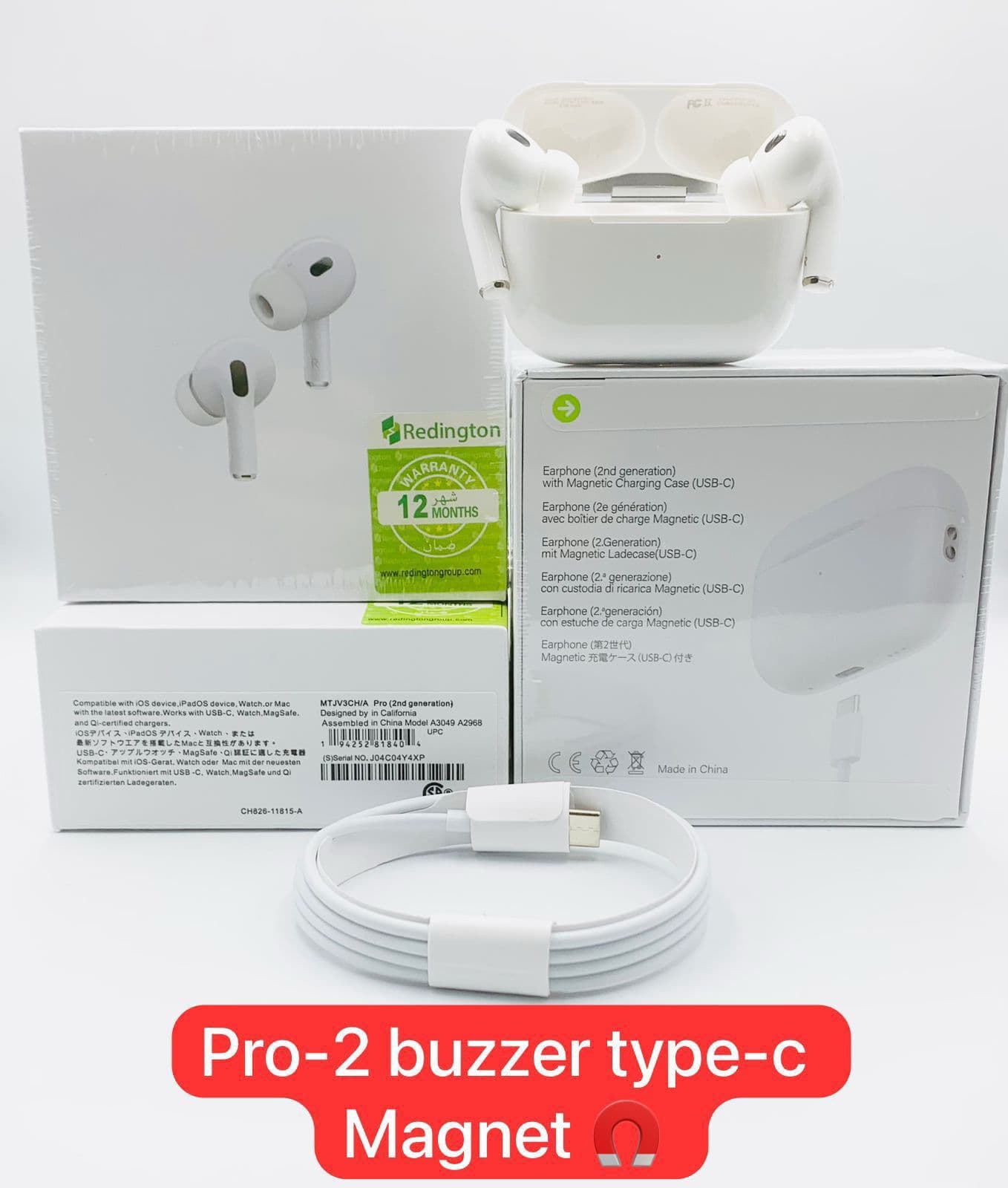 AIR PODS PRO 2 HIGH QUALITY WITH BUZZER TYPE C JACK AND LANYARD TYPE C TO TYPE C CABLE