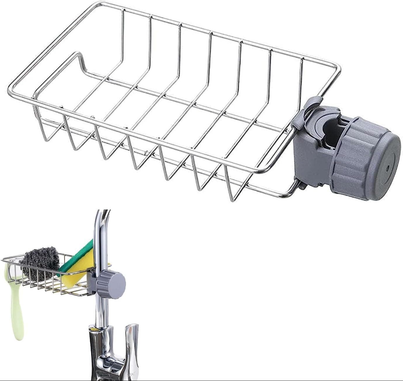 New  Rotatable Stainless Steel Sink Drainer Sponge Dish Cloth Holder for Kitchen  thumbnail 3